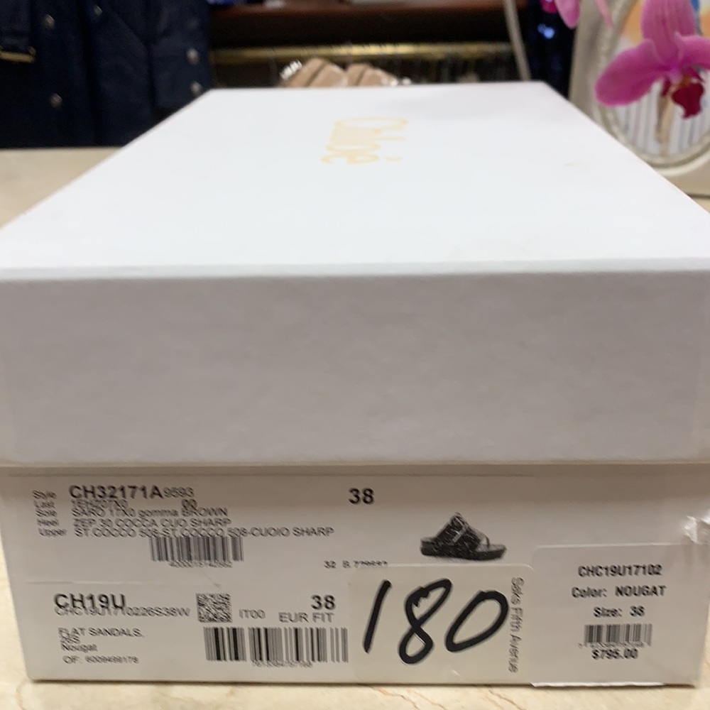 CHLOE LEATHER EMBOSSED NOUGAT COLOR BIRKENSTOCK DESIGN LUXURY SANDALS EU 38 - Picture 12 of 12